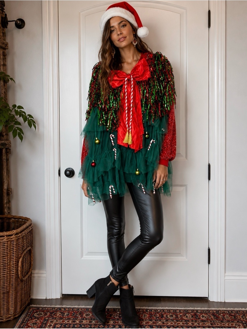 Ugly Christmas sweater Festive Red and Green Holiday Sweater